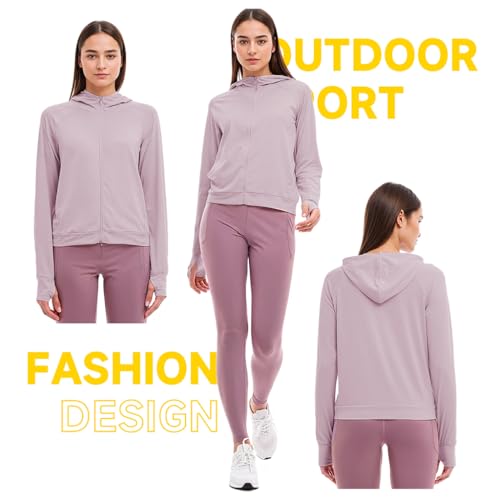 SANNIDHI® Womens Sun Protection Jacket UPF 50 Plus Full Zipper Long Sleeve UV Hoodie Shirts Outdoor Athletic with Pocket Cooling Summer Clothing Hiking L Pink 3 PCS