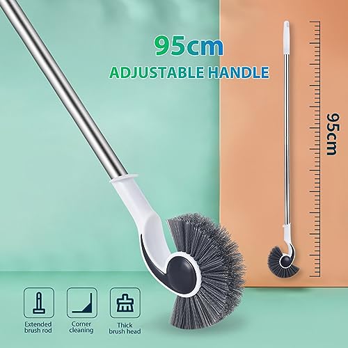 Qpets® Cleaning Brush - Adjustable Long Handle - Spiral Brush Head - Versatile Tool for Pool, Bathroom, Kitchen, Fish Tank - Lightweight, Durable, 95cm - Pack of 2 Brushes and 2 Handles