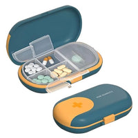 HANNEA® Pill Box 2 in 1 Pill Organizer Box with Pill Cutter Multi Compartments Pill Box with Separate Moisture-proof Lid Travel Pill Box Foodgrade ABS Pill Box for Medicine, Tablets, Pills, Supplement