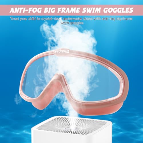 Proberos® Swimming Goggles for Kids New Big Frame Leakproof Air Tight Anti-Fog with UV Protection Adjustable Strap Swim Pool Accessories Boys Girls Age 6-14 3PCS