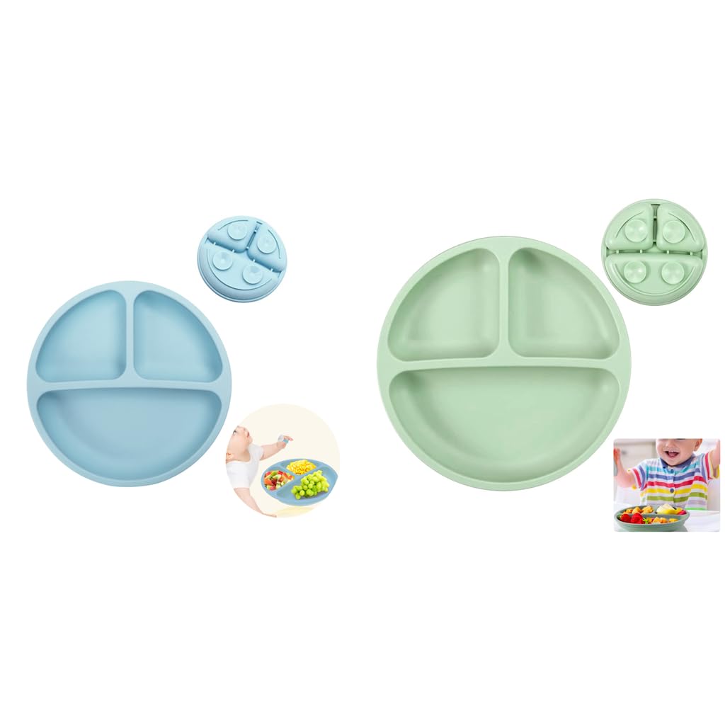 SNOWIE SOFT Baby Suction Plates for Self Feeding with 4 Strong Cups and BPA Free Silicone
