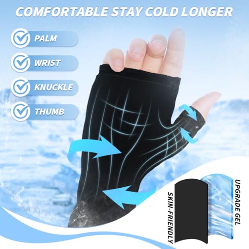 HANNEA® Finger Arthritis Compression Hand Ice Pack Gloves for Pain Relief Adjustable Wrist Hot Cold Therapies Reusable Gel Sleeve Tendinitis Carpal Tunnel Glove 3PCS