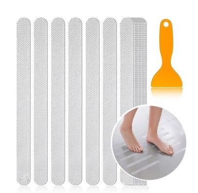 Serplex® Anti-slip Strips, Safety Shower Treads Stickers, Bathtub Non Slip Stickers, Anti Skid Tape for Shower,Tub,Steps, Floor-Strength Adhesive Grip Appliques for Baby,Adult-Transparent