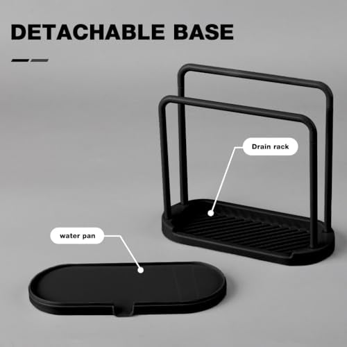 HASTHIP® Kitchen Dish Cloth Rack Countertop Dual Row Dry Hand Towel Holder Sink Organizer Sponge Drain with Removable Drip Tray 2PCS