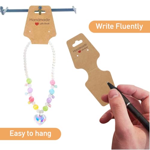 HASTHIP® 200PCS Paper Card Holder Jewelry Display Self Adhesive Holder with Handle Handmade DIY Business Packing Supplies for Scrunchies Necklace Bracelets