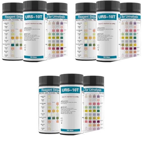 HANNEA® 100-Count Urinalysis Strips Quick UTIs Urine Test Dipsticks 10-Parameter Self Monitoring for Possible Diabetes Electrolyte Imbalance 3PCS