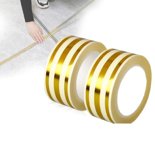 HASTHIP® 5M Golden Tile Gap Tape, Home Tile Sticker Waterproof Tape PVC Self Adhesive Tape Ceramic Tile Gap Tape for Detailing Wall, Floor Tile Gap, Cabinetry (2.5CM*5M)