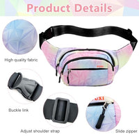 PALAY® Waist Bag for Women Stylish Color Print Fanny Pack for Women Oxford Cloth Waist Bag Multi Layer Lightweight Travel Waist Bag Running Waist Bag Bumbag