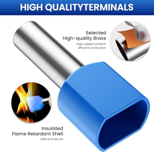 Serplex® 4800PCS Wire Ferrules Terminals Kit 900PCS Single Terminal Connectors 300PCS Double Wire Insulated Non-insulated Ferrules for Electricity Industrial