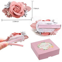 GUSTAVE® Pink 3 Pcs Floral Flower Hair Clips and Bow Hair Accessories for Girls,Baby,Toddlers,Teens Gifts