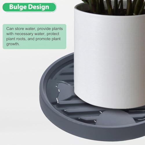 HASTHIP® 37cm Plant Pot Stand with Wheels, Round Mobile Planter Tray, Spiral Ridged PP Flower Pot Caddy with Wheels, 360 Degree Moving Plant Stand for Indoor & Outdoor Use, Grey