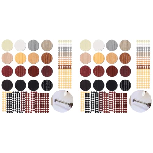 HASTHIP® 864 PCS Screw Covers Wood Stickers for Furniture 0.83 Inch Hole Waterproof PVC Caps Adhesive Grain Holes Wall Cabinets Bookcase Desk Self-Adhesive