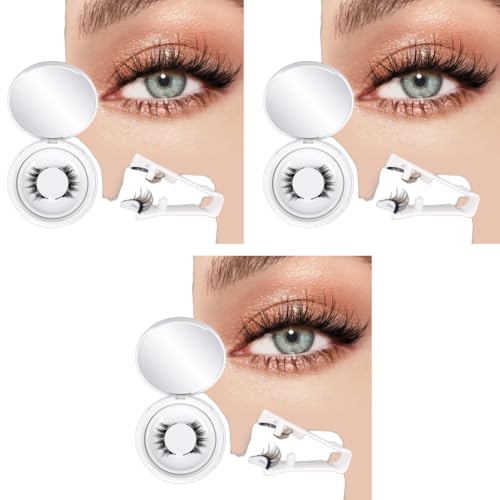 MAYCREATE® 1Pair Magnetic Eyelashes Natural Look Reusable Cat Eye Lashes with Applicator Kit without Eyeliner Wispy Clear Band False No Glue Needed 3 PCS