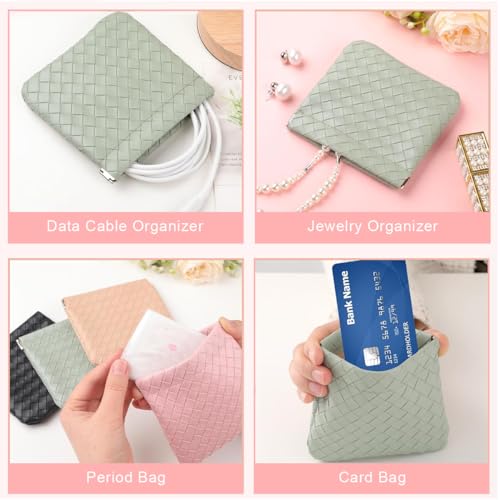 MAYCREATE® Small Makeup Pouch 12PCS Jewellery Storage PU Leather Mini Cosmetic Bag Weave Lipstick for Women Pocket Coin Purse Organizer