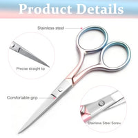 MAYCREATE® Eyebrow Hair Grooming Scissors Stainless Steel Eyebrow Hair Trimmer Facial Hair Scissors 3.9 inches Mutifunctional Small Scissors for Facial Hair, Nose Hair, Moustache