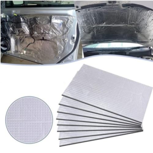 STHIRA® 10Pcs Noise Dampening Mats, 5mm Thicken Foil Foam Soundproof Foam Self-adhesive Backing Vibration Dampener, Trim-to-fit Car Sound Insulation Sheet, 40x25cm