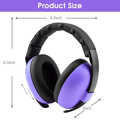 SNOWIE SOFT® Ear Muffs for Kids Baby Ear Protection Noise Canceling Headphones Sleep Flight Travel Hearing Toddler 0-3 Purple 2 PCS