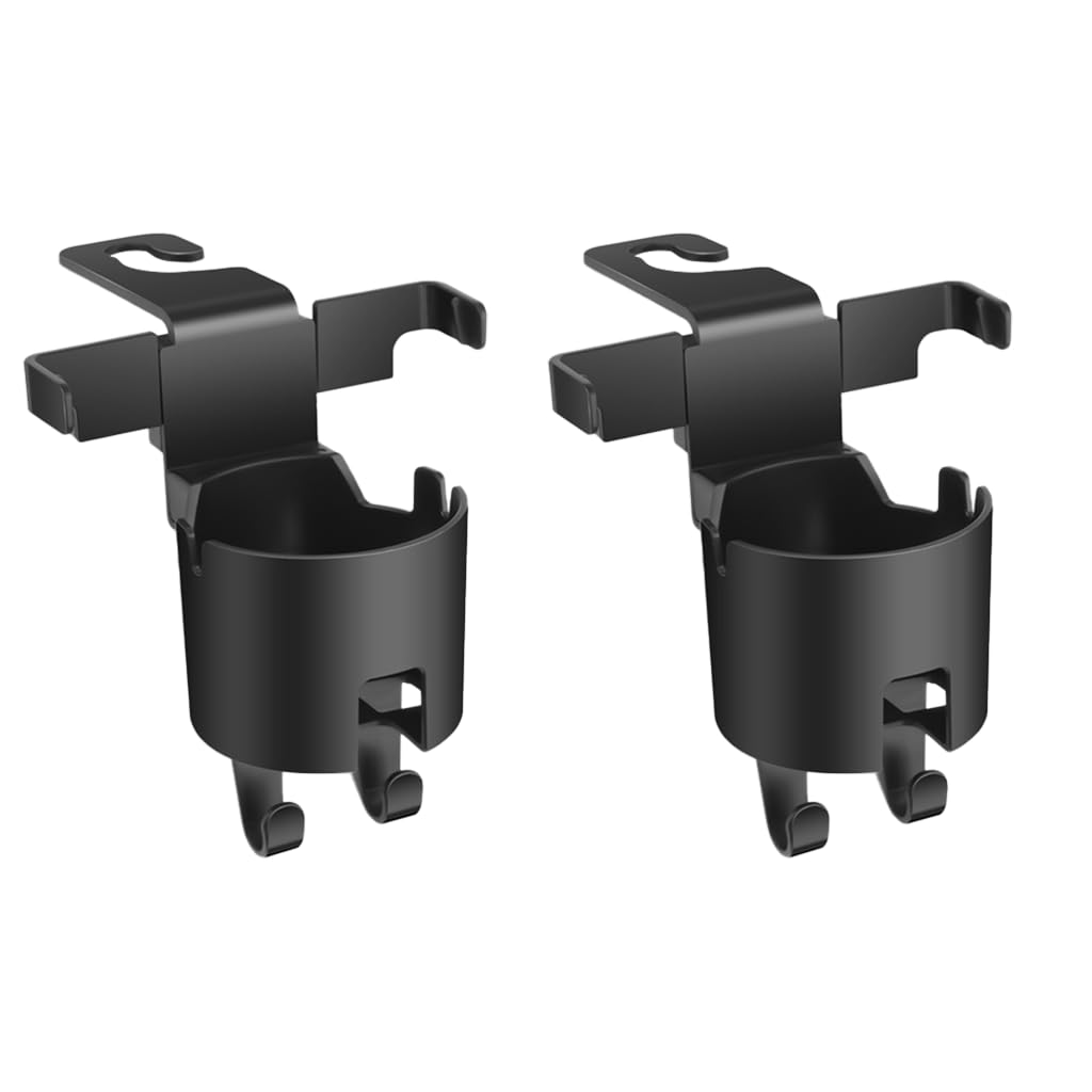 STHIRA Cup Holder for Car Headrest Posts with Dual Hooks and Phone Holder | 3 in 1 Backseat Organizer