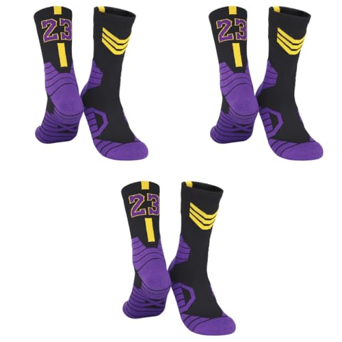 Proberos® 1 Pair Basketball Socks for Men Cotton Sports Sweat-Absorbing Breathable Badminton Soccer Running Comfortable Athletic Indoor Outdoor Training Football 3 PCS