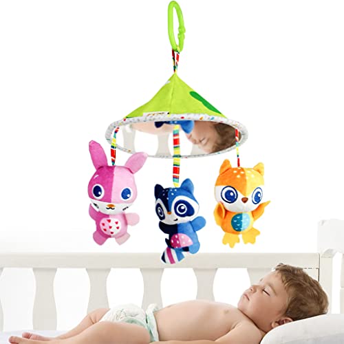 SNOWIE SOFT® Hanging Toy for Baby, Stroller Infant Cradle Toy Plush Toy Infant Soft Plush Rattle Soft Hanging Stroller Toy with Teether for 0-12 Months Baby Multicolor