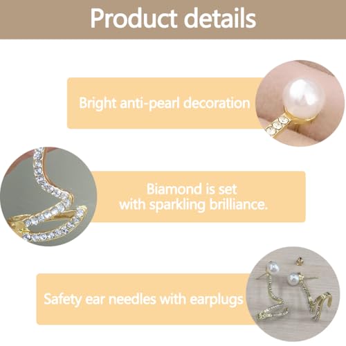 ZIBUYU® Pearl Climber Earrings with Cubic Zirconia and Pearls, Gold Ear Cuff Statement Earrings for Women Elegant Jewelry for Weddings, Gifts, and Special Occasions