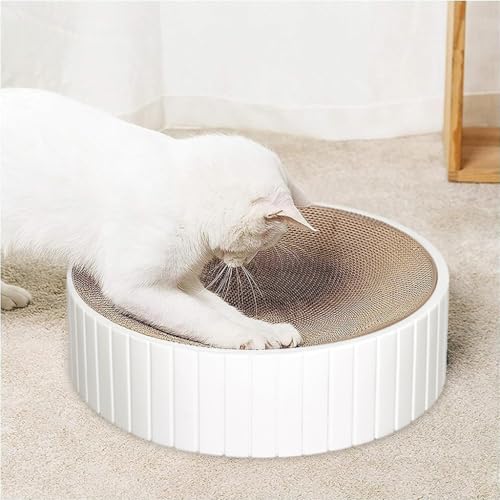 Qpets® Cat Scratching Stool Cat Scratcher 15.7 inches Round Cat Scratcher Stool Corrugated Hard Cardboard Cat Scratcher Bed Anti-Slip Cat Bed Durable Cat Scratcher Toy