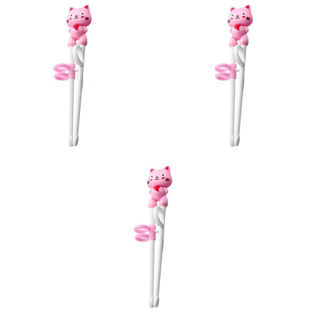 ZIBUYU® Training Chopsticks for Kids and Adults Beginners Learning Auxiliary Holding Position 1-6 Years Left-Handed Right-Handed Pink 1 Pair 3PCS