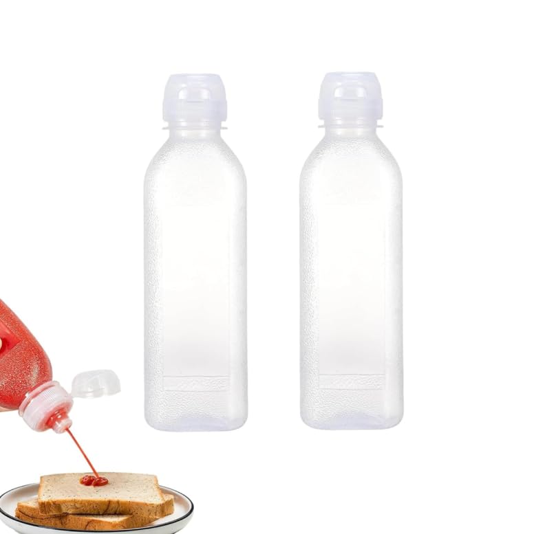 Zibuyu Condiment Squeeze Bottles for BBQ and Cooking | 2 x 500ml No Drip Silicone Valve Design