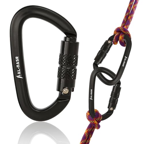 Proberos® Heavy Duty Carabiner Climbing D Lock Carabiner 2000lbs Loading Aluminum Alloy Twist-Lock Carabiner Safety Auto-Locking Carabiner for Rock Climbing, Hammock, Tree Climber, 4.9x8.5cm
