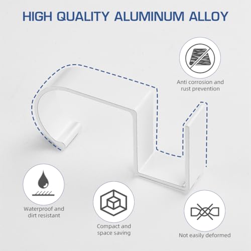 Serplex® 6PCS Desk Hook Aluminum Alloy Underdesk Nail-Free Cabinet Shelf Cupboard Hanging for Bag Headphone Backpack 10Kg Loading Capacity Per Hook