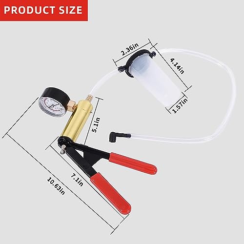 STHIRA® Auto Brake Bleeding Kit Hand-Held Vacuum Pump Pressure Tester Gauge Set Brake Clutch Oil Bleed Manual Fluid Bleeder Tool for Car Motorbike Motorcycle Repair 3 PCS