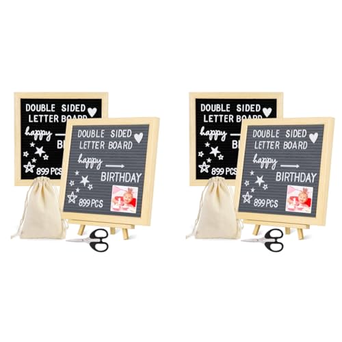 OFIFO® Double Sided Felt Letter Board with 889 Pre-Cut White Plastic Letters 10 x 10 Home Decor Memo for Sign Announcement Wall Changeable 2 PCS
