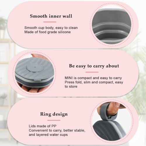 HASTHIP® 2 Pack Collapsible Cup for Travel Accessories 220ml Silicone Foldable Glass with Lids Handles Reusable Expandable Drinking Camping Outdoor 3PCS