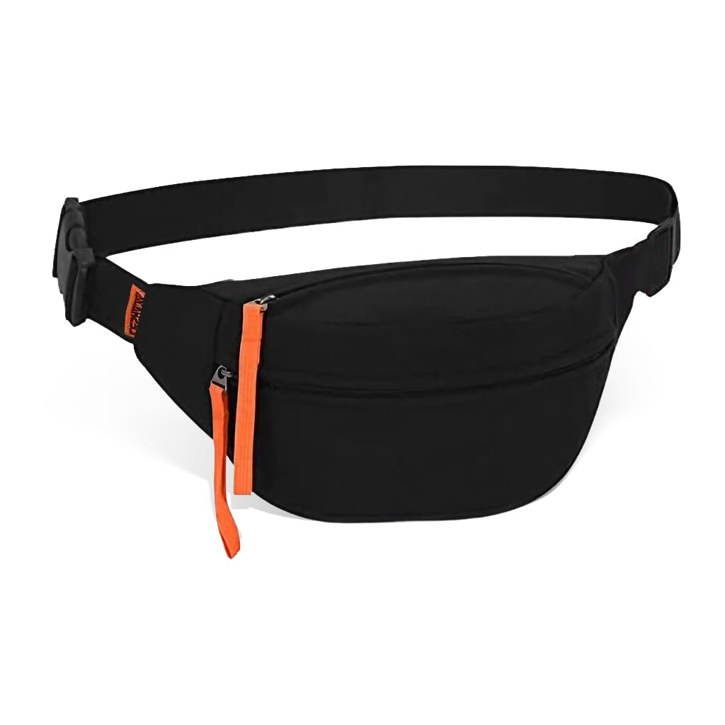 ZIBUYU Waist Bag for Men with Adjustable Strap and Three Zipper Pouches 13.4 x 5.9 x 3.1cm | Nylon Waterproof Chest Crossbody for Travel