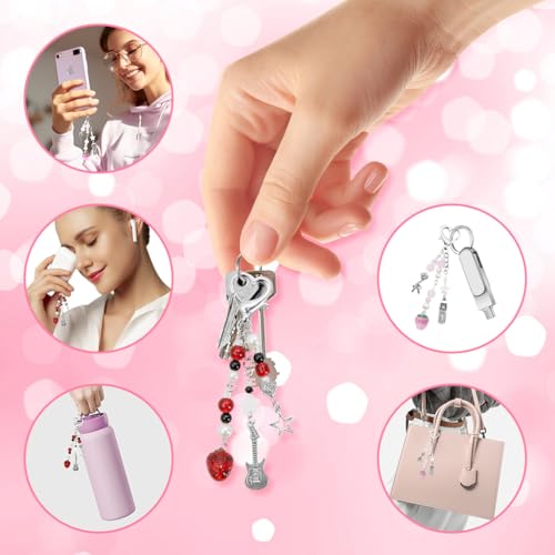 ZORBES® Aesthetic Y2K Cute Keychain Charms Keychain Accessories Beaded Acrylic Sweet Strawberry Charm for Keychain, Car Keys, Backpack, Handbag, Gift for Besties, Sisters 2 PCS