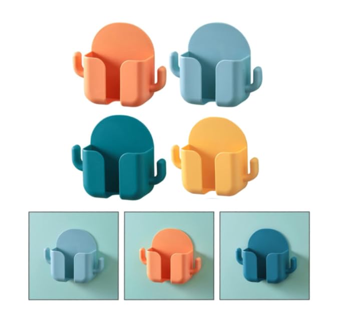 Zibuyu Wall Mount Phone Holder for Home and Office with Charging Port | 4PCS Self-Adhesive Organizer