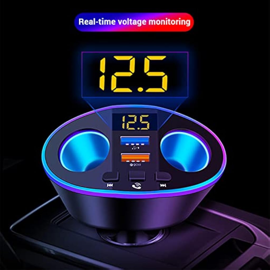 STHIRA® Car Bluetooth Device with Call Receiver, Hands Free Call FM Transmitter, Dual USB & Car Cigarette Lighter Stocket Fast Car Charger Adapter with Bluetooth for Car Music System