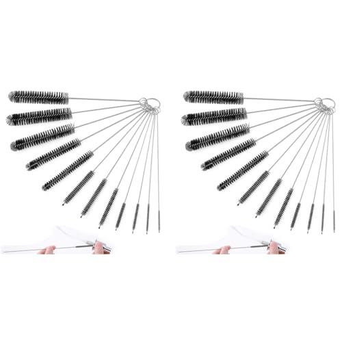 HASTHIP® 24PCS Straw Cleaner Brushes 8 Inch Tube Cleaning Brush and Nylon Pipe Kit for Sippy Cup Tumbler Water Bottle Drinking Black