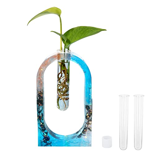 HASTHIP® Vase Tube Resin Molds, Plant Propagation Station Silicone Epoxy Mold with 2 Test Tubes, Vase Epoxy Resin Mold for for Resin Casting Flowers, Home, Office, Desktop Decoration, Arched Style