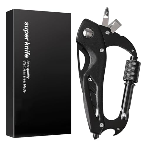 Optifit® Multifunctional Carabiner Keychain, Stainless Steel Heavy Duty Climbing Carabiner with Screwdriver, Bottle Opener, Best for Camping, Hiking, Cycling, Keychain, Outdoor Camping EDC Tool