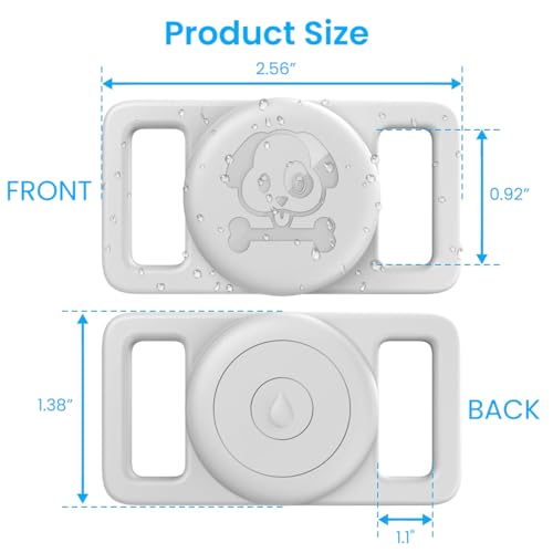 ZORBES® for AirTag Silicone Holder Dog Collar Pet Protector Cute Embossing Weather Proof Anti-Lost Dual Grips Bag Luggage 2PCS