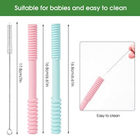 HASTHIP® 2pcs Straw for Baby Silica Gel Straws for Drinking Juice,with Cleaning Brushes, Baby Teether Straw for Baby