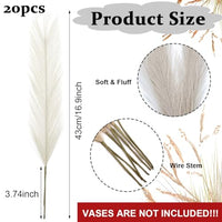 HASTHIP® 20PCS Faux Pampas Grass Decor, Tall 18"/1.8FT Artificial Pompous Grass, Small Vase Fillers, Rustic Trendy Cottagecore Minimalist Boho Farmhouse Room Decor, Style B (Not Included Vase)