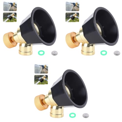 HASTHIP® Brass Sprayer Nozzle 2 Spray Modes Adjustable Pump with Windproof Cap High Pressure Vortex Suitable for Agriculture Garden Grass Sprinkling Multi Function 3PCS