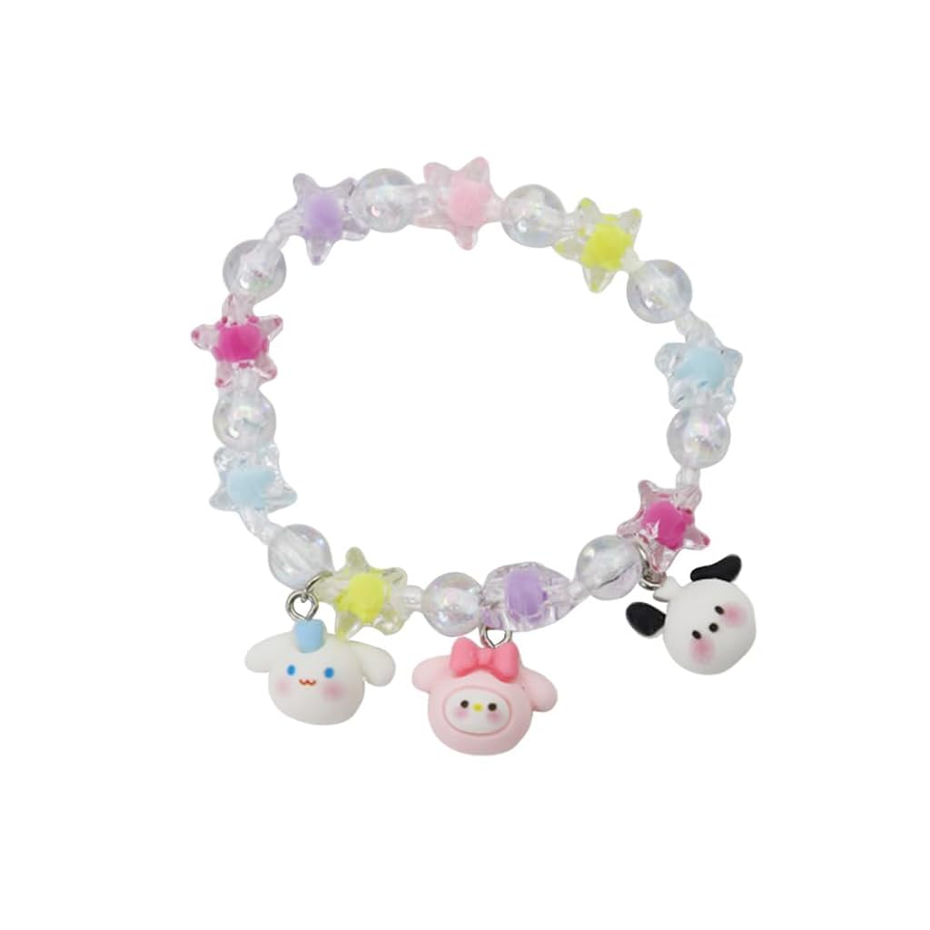 SANNIDHI Cinnamoroll Crystal Bead Bracelet Cute Cartoon Crystal Beaded Elastic Bracelet for Girls Crystal Sanrio Cinnamoroll Beads Bracelet Jewelry Gift for Girls Children's Day Gift