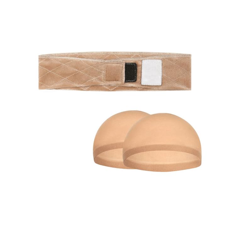 MAYCREATE® Wig Grip Band, Lace Front Wig Headband for Keeping Wigs in Place Secured Velvet Wig Gripper, No-Slip Wig Gripper Accessory for Women Edge Saver, 1*Wig Grip+2*Wig Cap