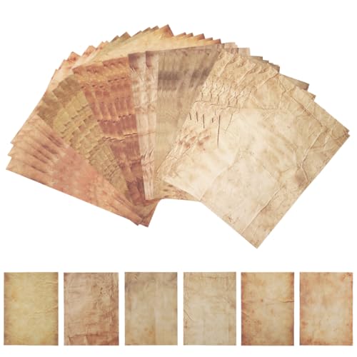 OFIFO® 48 Sheet DIY Scrapbooking Papers, Double-Sided Crinkle Texture Printed Retro Yellowish Background Papers 100 GSM Writing Papers Decorative Papers for DIY Crafting, Gift, 11''x8.5''