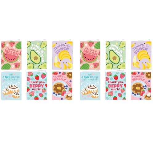 OFIFO® Colorful Thank You Cards with Envelopes 12 Unique Designs Blank Small Suitable for Teachers Employees Graduation Farewell and Other Festive Occasions 12.7cmx17.8cm 2PCS