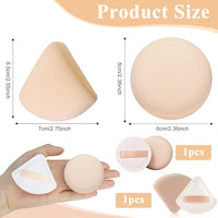 MAYCREATE® 2pcs Makeup Sponge Beauty Blender Sponge Ultra Soft Triangle Round Powder Puff for Liquid Foundation Concealer And Powder - Wet & Dry Dual Use