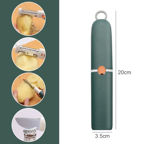 HASTHIP® 4 in 1 Stainless Steel Fruit Peeler, Dual-Use Double Edge Serrated for Potato Cucumber Carrot Scrapper